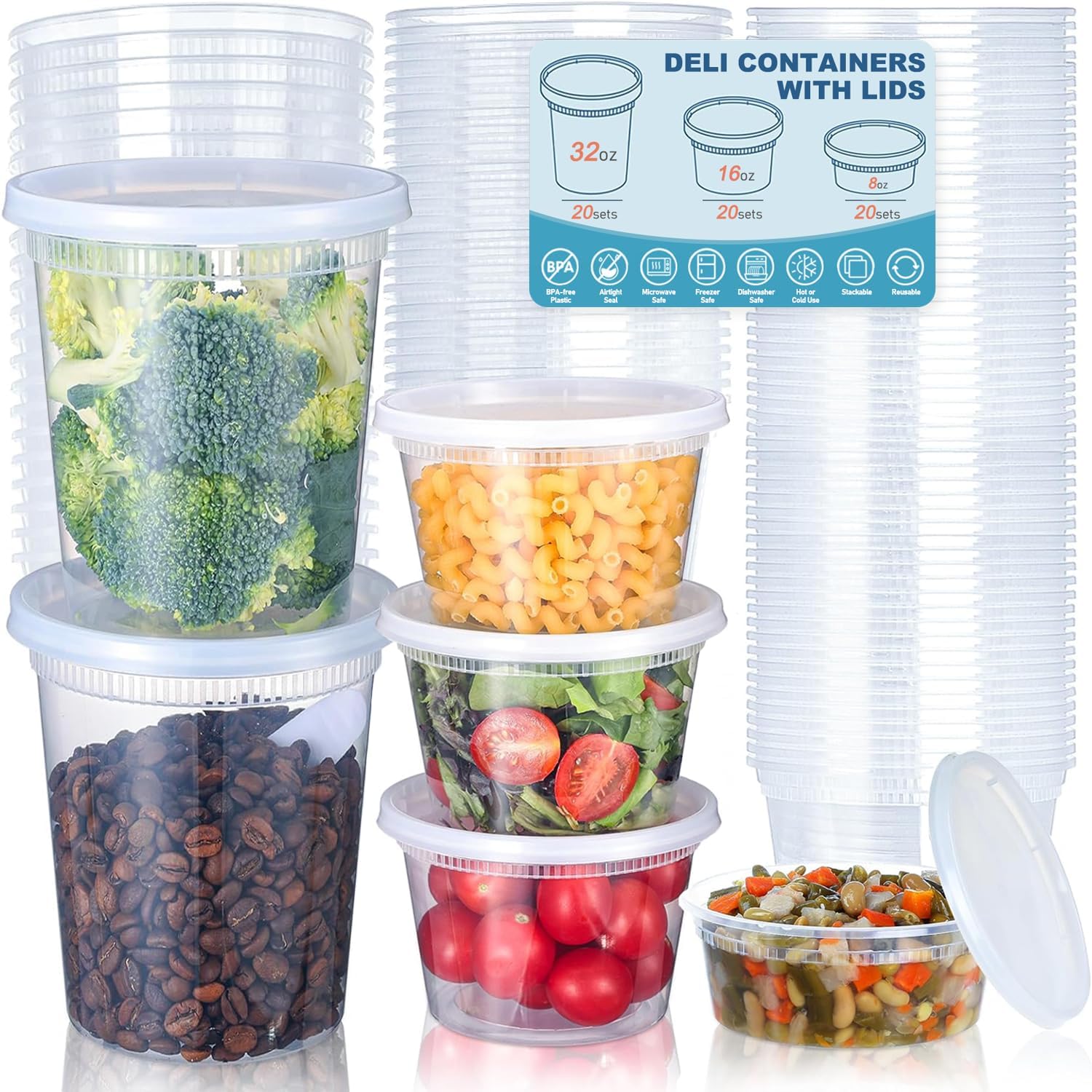 Food Storage Meals - 24 stks Deli Voedselopslagcontainers met Deksels,